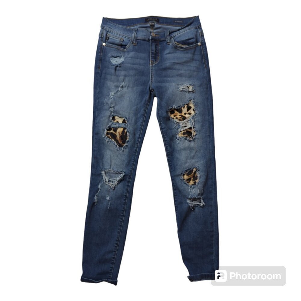 Judy Blue Women’s Jeans Leopard Print Patches Skinny Fit  Sz 9/29